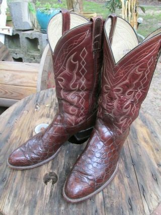 Vintage Dan Post Exotic Alligator Belly Cowboy Western Boots Made In Usa 10.  5 D