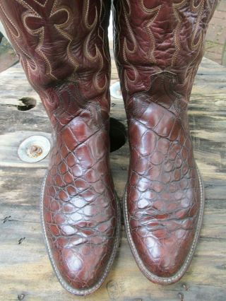 VINTAGE DAN POST EXOTIC ALLIGATOR BELLY COWBOY WESTERN BOOTS MADE IN USA 10.  5 D 2