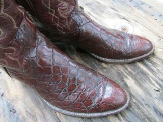 VINTAGE DAN POST EXOTIC ALLIGATOR BELLY COWBOY WESTERN BOOTS MADE IN USA 10.  5 D 7