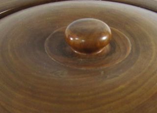 Vintage Japanese Hand Carved Bowl Wood Tree Bark Live Edge Lid Patina Signed 7