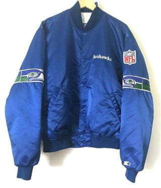 Vintage Seattle Seahawks Starter Satin Jacket Blue,  Size Xl