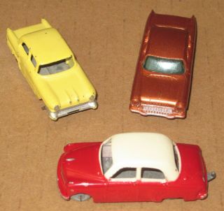 3 Lesney Matchbox 1950s Vintage Diecast Vauxhall Red Sedan Cresta Victor