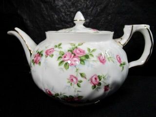 Vintage Aynsley " Grotto Rose " Floral Design Teapot With Lid