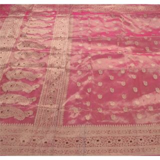 Sanskriti Vintage Heavy Saree Pure Tissue Silk Banarasi Brocade Blouse Pc Sari