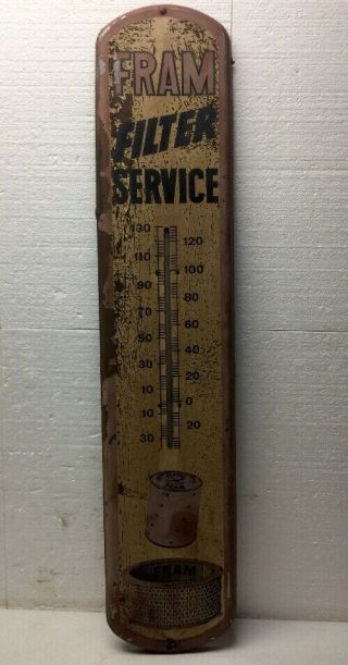 Vintage Fram Filter Service Thermometer Sign / Gas Oil Service Station / Soda 2