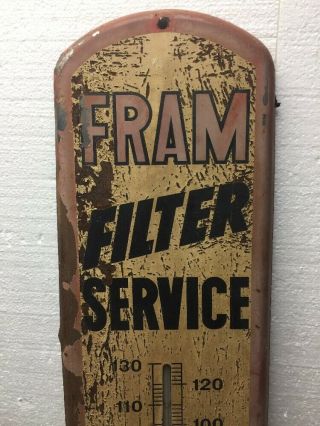 Vintage Fram Filter Service Thermometer Sign / Gas Oil Service Station / Soda 3