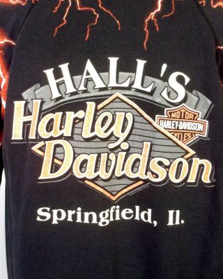 vtg 80s 90s Harley Davidson Motorcycles Thunder & Lightning Sweatshirt 1993 L/XL 4