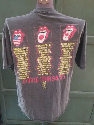 Vintage 94 95 Rolling Stones Concert T Shirt L Voodoo Lounge destroyed black 2