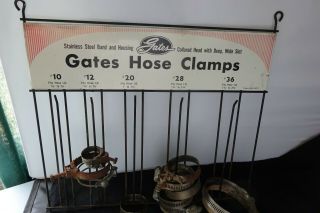 Vtg Gates Hose Clamp Store Gas Station Parts Display Rack W Clamps