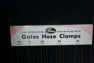 Vtg Gates Hose Clamp Store Gas Station Parts Display Rack w Clamps 3