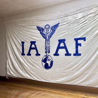 Vintage Iaaf Olympics Banner Los Angeles California Sports Athletic Flag 1984 La
