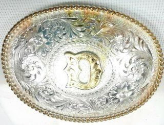 Vintage Montana Silversmith Dress Belt Buckle Silver And Gold W D Rodeo Custom