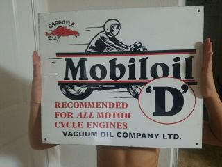 Vintage Mobiloil Gargoyle Porcelain Sign 3