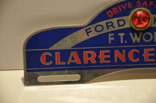 Vintage 1940s License Plate Topper Clarence Kraft Ford Mercury Ft.  Worth TX 2