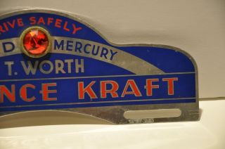 Vintage 1940s License Plate Topper Clarence Kraft Ford Mercury Ft.  Worth TX 4