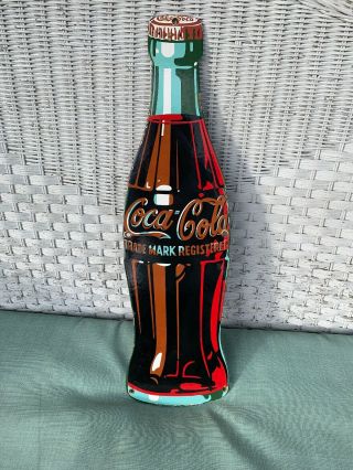 Vintage Porcelain Coca Cola Bottle Sign 22in Height 6 1/4 Wide
