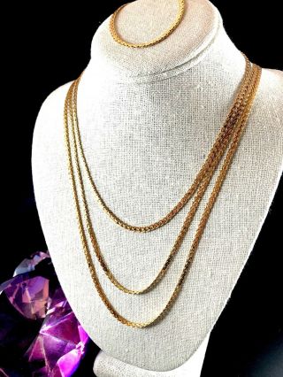 Nwt Crown Trifari Gold - Tone Chain 18 " 24 " 30 " Necklace Bracelet 4 Piece Set