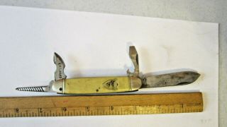 Vintage Camillus Sword - Scout 4 Blade Pocket Knife White Bakelite/bone Handle
