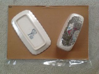 Vintage Johnson Bros,  " The Friendly Village ",  Butter Dish In Orginal Wrapping