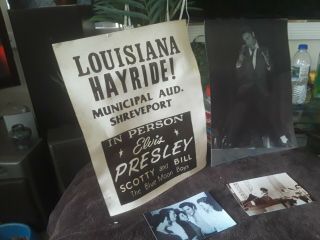 ELVIS PRESLEY 1956 VINTAGE CONCERT SIGN LOUISIANA HAYRIDE 1950s Estate Find 8