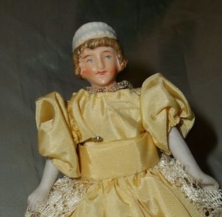 Antique 5 " 1880s Dollhouse Doll Bisque Head Lady