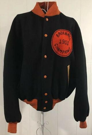 1953 Fort Monmouth Baseball Champion Letterman Wool Vintage Jacket