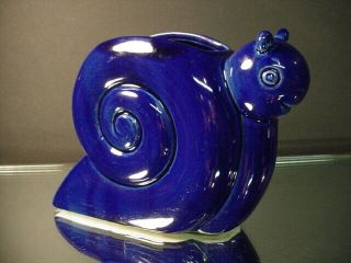 Red Wing Art Pottery Rare Luster Mazarin Blue Snail Vase 920 Novelty Line Deco