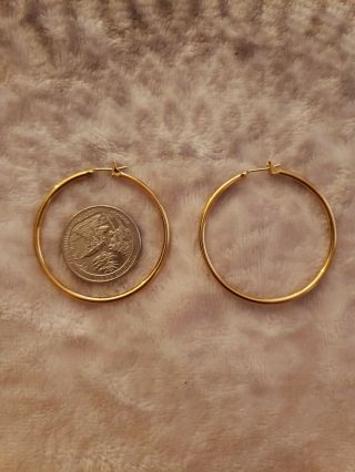Vintage Monet 14k 7 Grams Yellow Gold Round Hoop Latch Back Earrings.  Like.