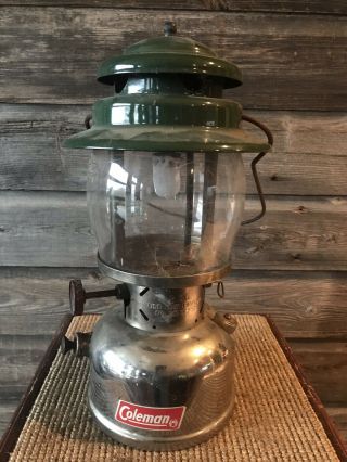 Vintage Coleman 236 Lantern 1964 Nickel Chrome Base Green Top