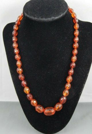 Vintage Natural Cherry Honey Cognac Baltic Amber Graduated Olive Bead Necklace 3