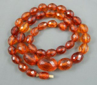 Vintage Natural Cherry Honey Cognac Baltic Amber Graduated Olive Bead Necklace 5