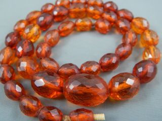 Vintage Natural Cherry Honey Cognac Baltic Amber Graduated Olive Bead Necklace 6