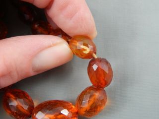Vintage Natural Cherry Honey Cognac Baltic Amber Graduated Olive Bead Necklace 8