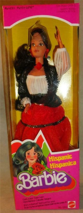 Vintage 1979 First Hispanic Barbie Doll Black Red Dress Mattel No.  1292 Nrfb