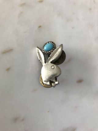 Vintage Playboy Bunny Pin Sterling Silver Turquoise Navajo Zuni Native American