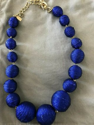 Kenneth Jay Lane Royal Blue Graduating Thread Ball Necklace