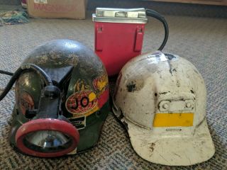 Vintage Msa Miner Helmets Mining Coal Mine Hard Hat With Battery Pack