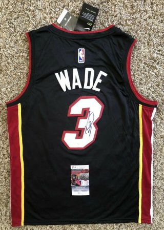 Dwyane Wade Signed Miami Heat Jersey Jsa 3 Nba All Star Hof Flash Rare