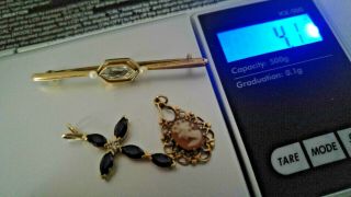 3 Mixed Items Of 9ct Gold Jewellery Spares/ Repair.  All Useable