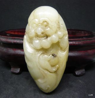 Chinese Vintage Hetian Jade Arhat Luohan Human Figure Totem Amulet Carving 158g