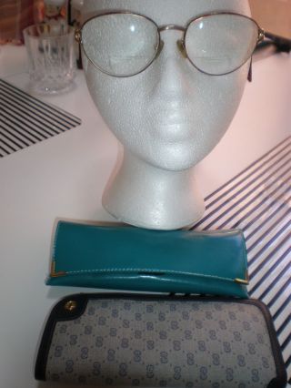 Vintage Gucci Eyeglasses Tortoise Shell & Gold Color Frames & Gucci Case Optics