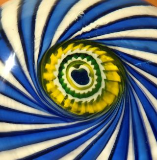 VINTAGE MURANO GLASS LARGE SINGLE MILLEFIORI CANE & SWIRL PAPERWEIGHT - ITALY 7