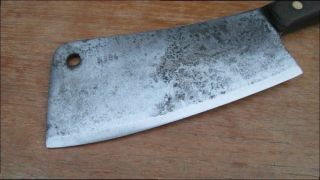 BIG Vintage F.  DICK Butcher/Chef ' s Carbon Steel Meat Cleaver Knife RAZOR SHARP 2