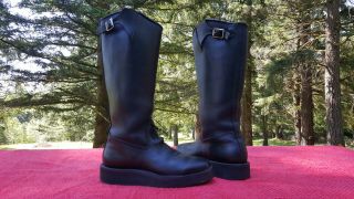 Vtg 16 " Tall Wesco Police Motorcycle Boots Black Leather Authentic Usa Men 