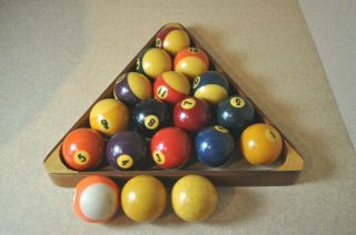 Vintage Pool Balls Set With Vintage Fischer Rack