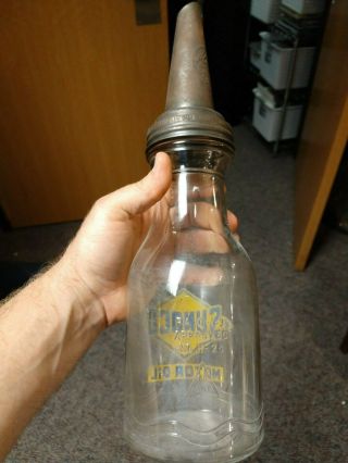 Vintage Sunoco Motor Oil Bottle One Liquid Quart Sun Oil Co Can 5