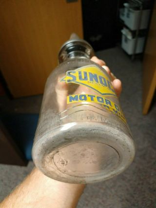 Vintage Sunoco Motor Oil Bottle One Liquid Quart Sun Oil Co Can 7