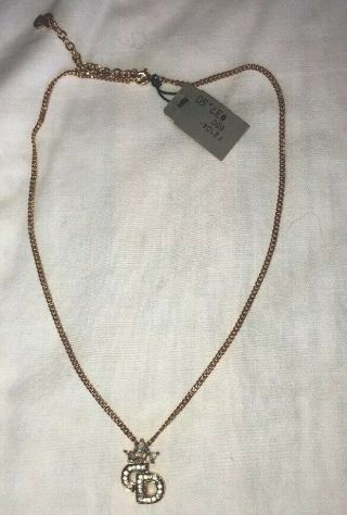 Vintage Christian Dior Gold Tone Rhinestone Necklace Style Designer Jewelry