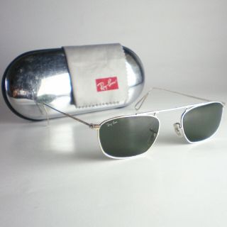Vintage Ray Ban B&l Usa Vintage Square Sunglasses Silver Aviator Gatsby Caravan