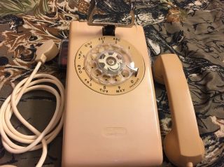Vintage - Western - Electric - Bell - Systems - Rotary - Wall - Mount - Phone A/b 554 1966 - Tan